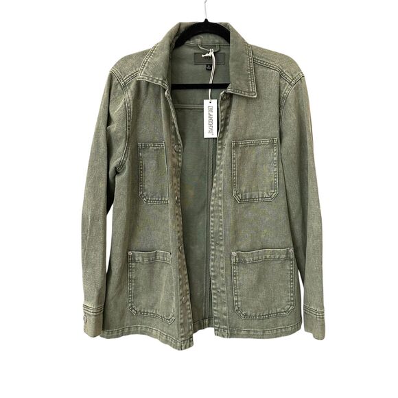 BLANKNYC Washed Green Oversized Shacket NWT Small - Picture 2 of 4